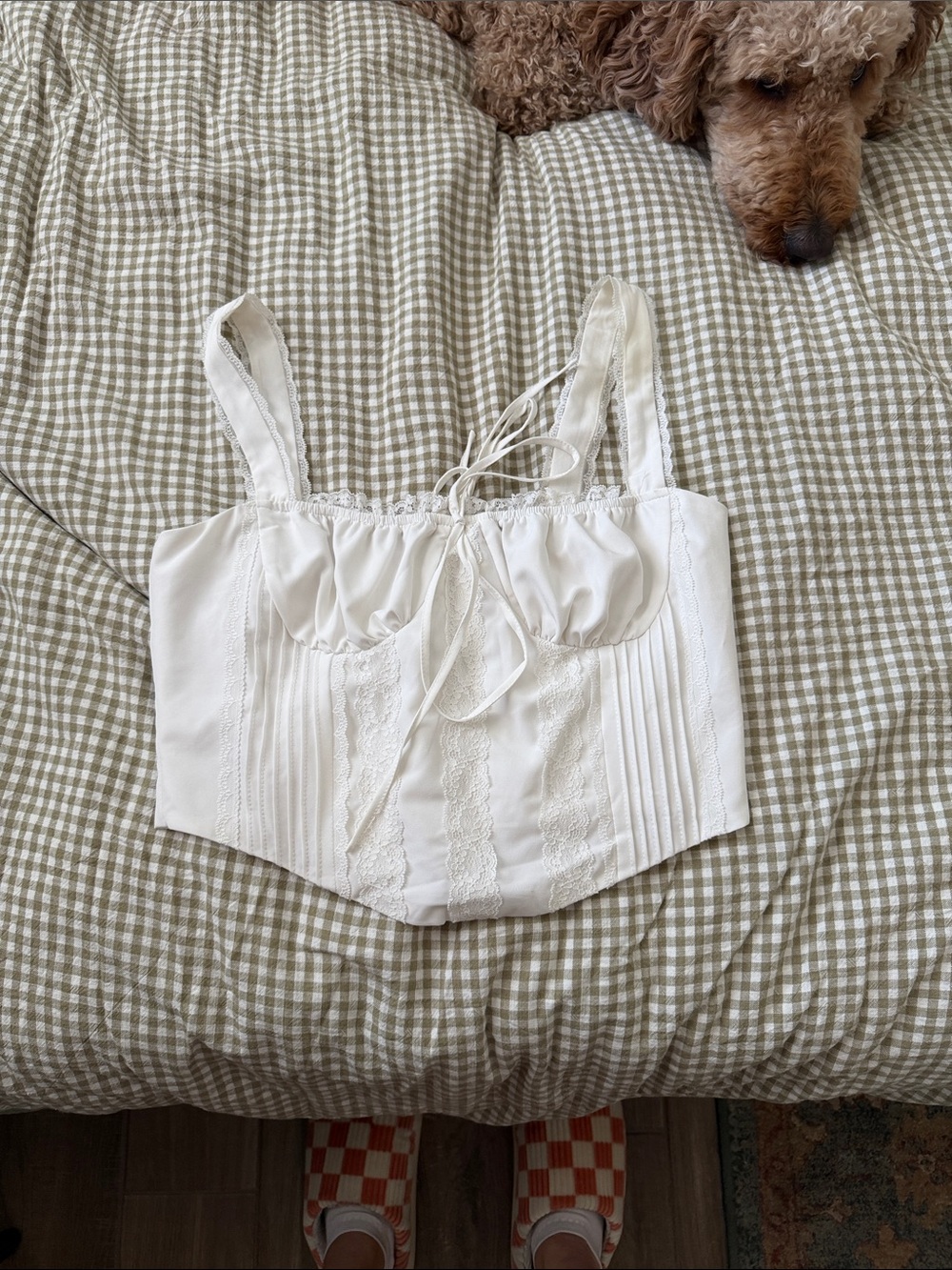 White Lace Trim Bustier Top | Large